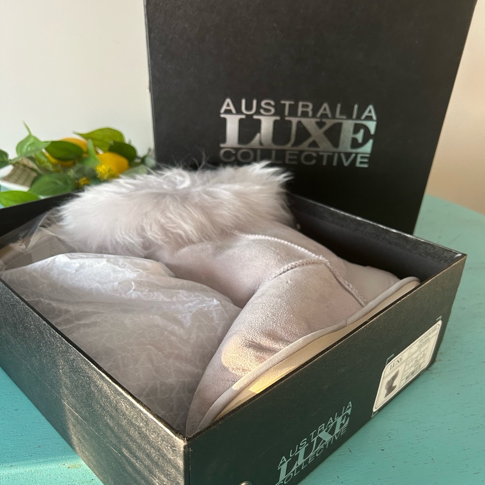 NEVER WORN - still in the packaging. Women’s size 9 Luxe boots w the fur.